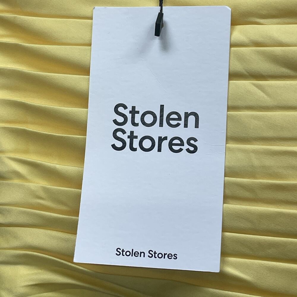 NWT Stolen Studios 3 Carats Bustier Yellow Gold Satin Cut Out Wrap Top XS Drape - Picture 9 of 10